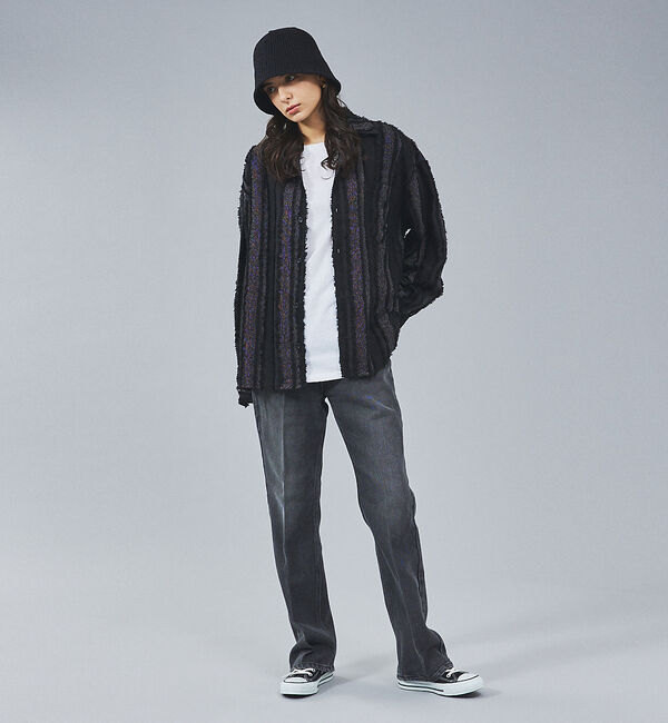 ABAHOUSE「【Revo.】フリンジストライプオーバーサイズシャツ」|シャツ・ブラウス|