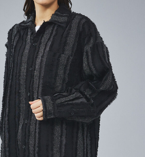 ABAHOUSE「【Revo.】フリンジストライプオーバーサイズシャツ」|シャツ・ブラウス|