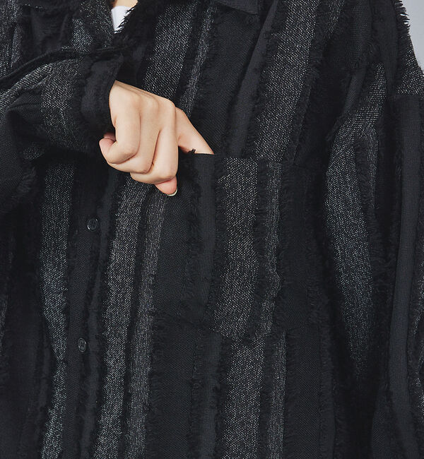 ABAHOUSE「【Revo.】フリンジストライプオーバーサイズシャツ」|シャツ・ブラウス|