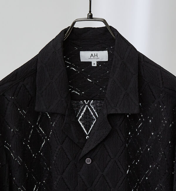ABAHOUSE「【AH ABAHOUSE】ダイヤ柄 シアーストレッチ 長袖シャツ」|シャツ・ブラウス|