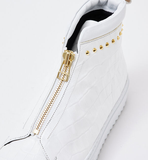 alfredoBANNISTER「【LEON別注】クロコ型押し センタージップ スタッズ スニーカー」|スニーカー|