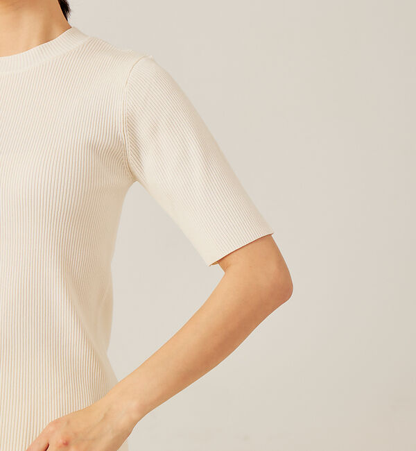 abahouse mavie「ポリエステル5分袖リブプルオーバー」|Tシャツ・カットソー|
