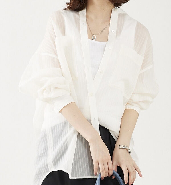 abahouse mavie「シアーオーバーシャツ」|シャツ・ブラウス|ホワイト