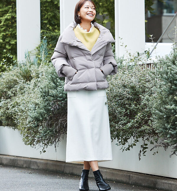 abahouse mavie「フェイク（スエード＆レザー）ロングタイトスカート」|スカート|