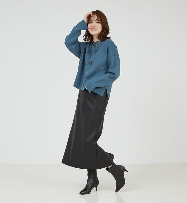 abahouse mavie「フェイク（スエード＆レザー）ロングタイトスカート」|スカート|