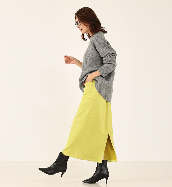 abahouse mavie「フェイク（スエード＆レザー）ロングタイトスカート」|スカート|