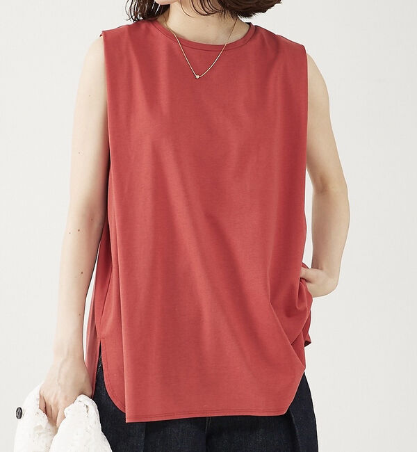 abahouse mavie「タックロングタンク」|Tシャツ・カットソー|スカーレット
