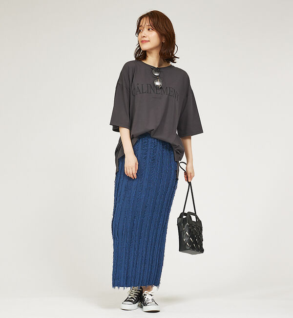 abahouse mavie「5分袖オーバーロゴT」|Tシャツ・カットソー|