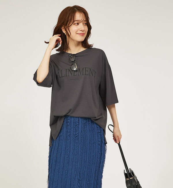 abahouse mavie「5分袖オーバーロゴT」|Tシャツ・カットソー|