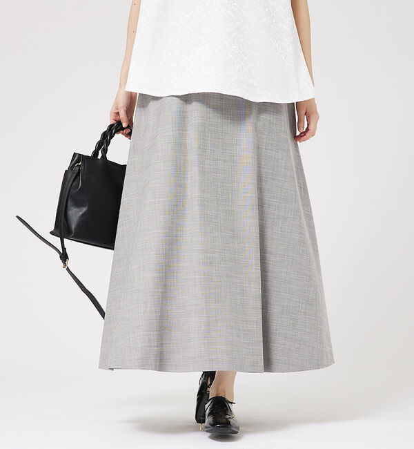 abahouse mavie「【セットアップ対応】メランジ調セミフレアースカート/リネンライクスカート」|スカート|グレー