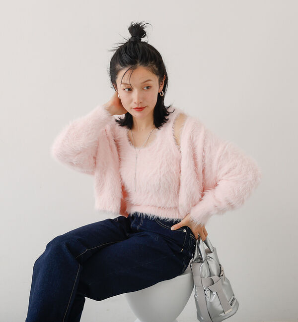 abahouse mavie「【２点セット】シャギーニットアンサンブル」|ニット・セーター|