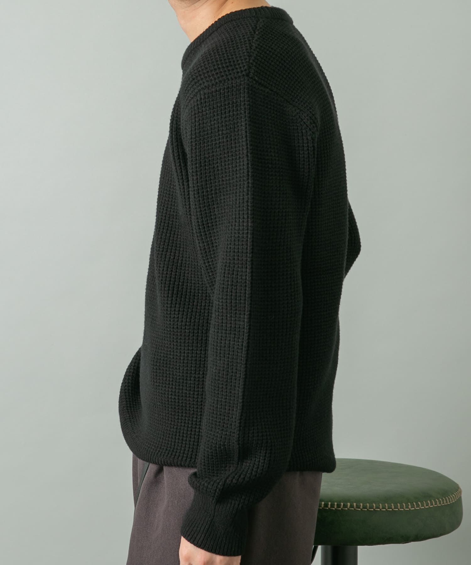 URBAN RESEARCH ROSSO「ウォッシャブルストレッチワッフルクルーネックプルオーバー」|ニット・セーター|