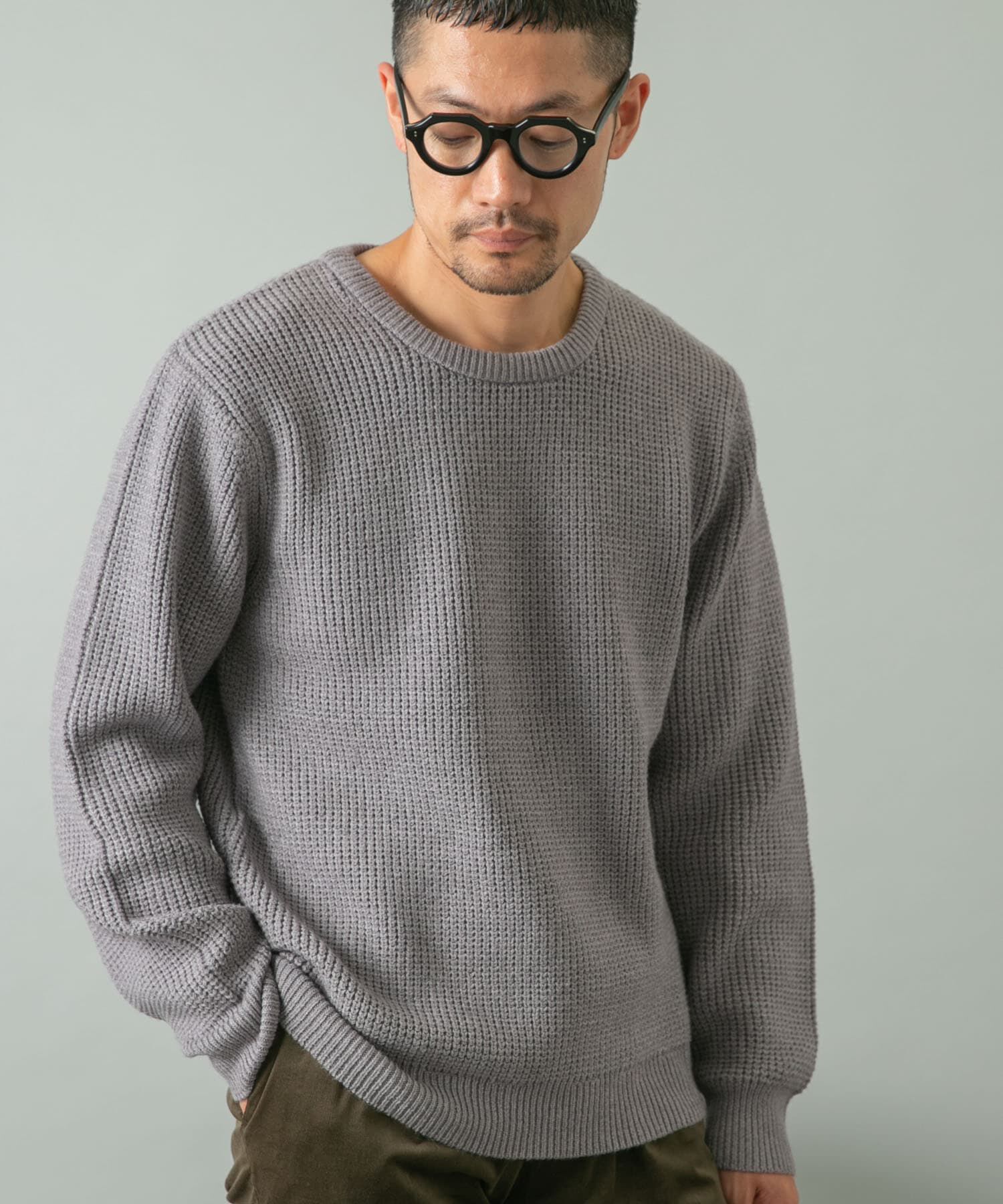 URBAN RESEARCH ROSSO「ウォッシャブルストレッチワッフルクルーネックプルオーバー」|ニット・セーター|