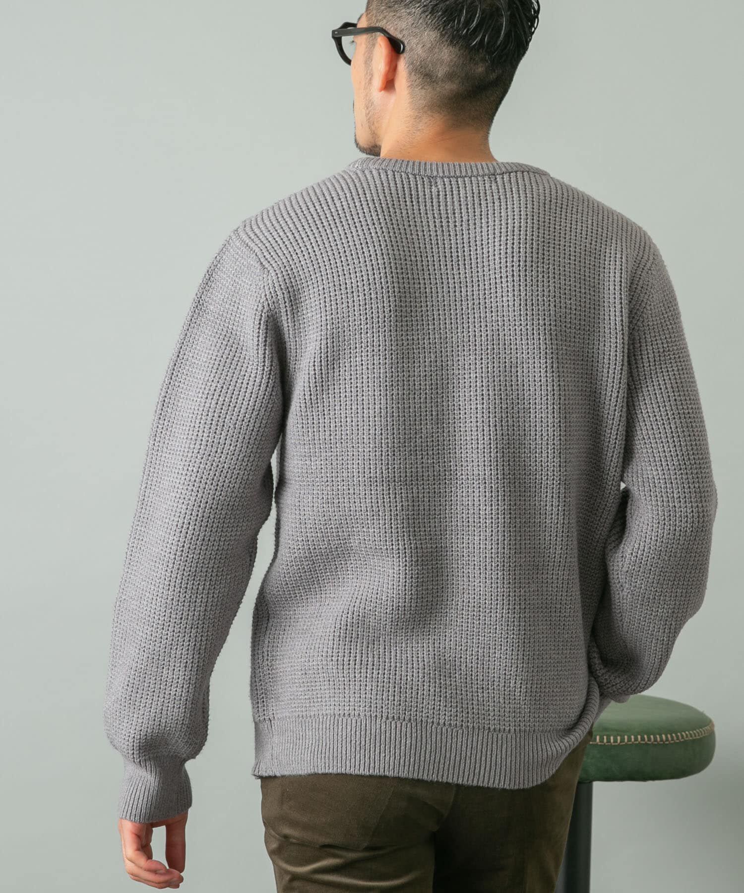 URBAN RESEARCH ROSSO「ウォッシャブルストレッチワッフルクルーネックプルオーバー」|ニット・セーター|