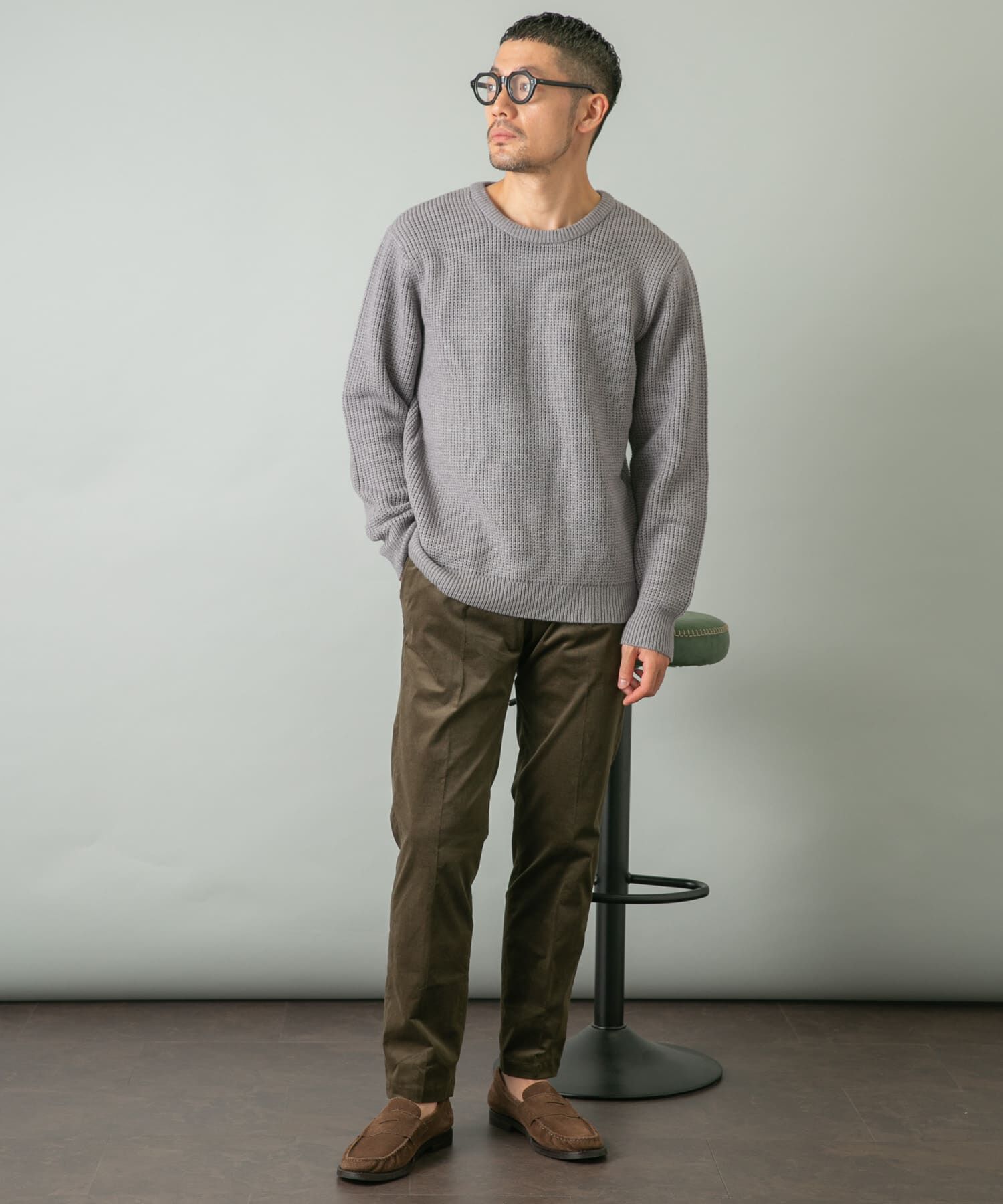 URBAN RESEARCH ROSSO「ウォッシャブルストレッチワッフルクルーネックプルオーバー」|ニット・セーター|