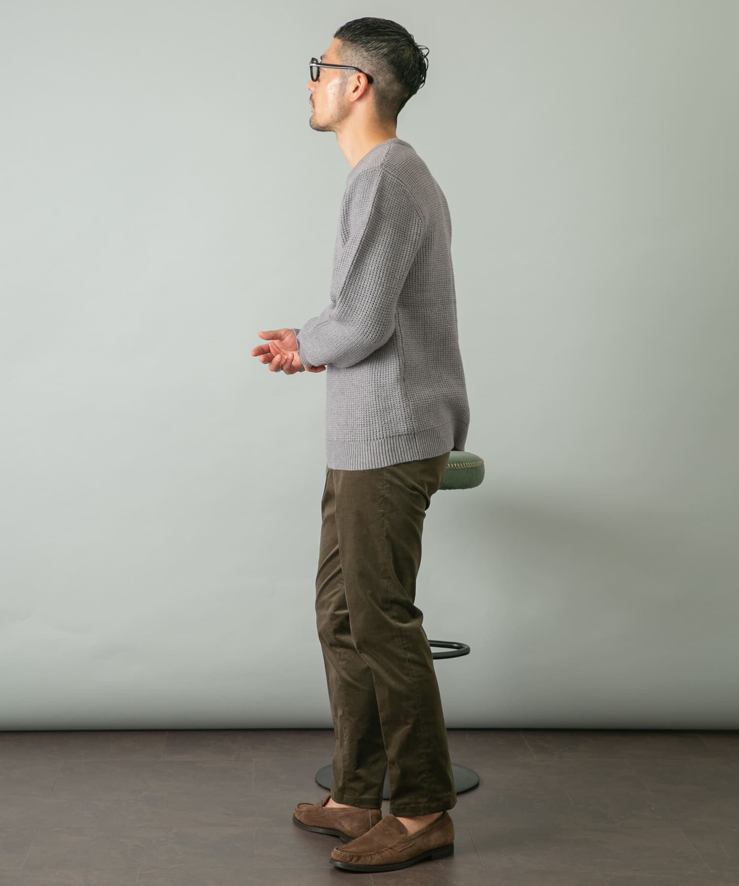 URBAN RESEARCH ROSSO「ウォッシャブルストレッチワッフルクルーネックプルオーバー」|ニット・セーター|