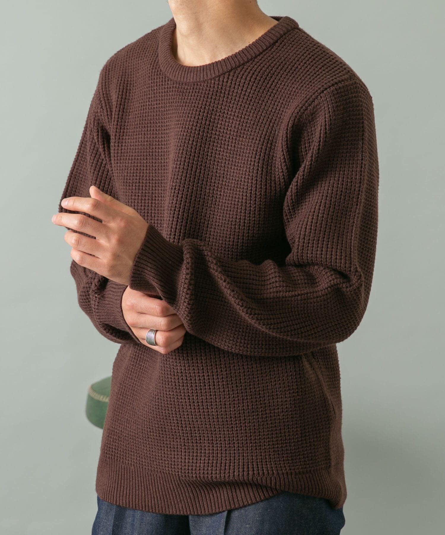 URBAN RESEARCH ROSSO「ウォッシャブルストレッチワッフルクルーネックプルオーバー」|ニット・セーター|