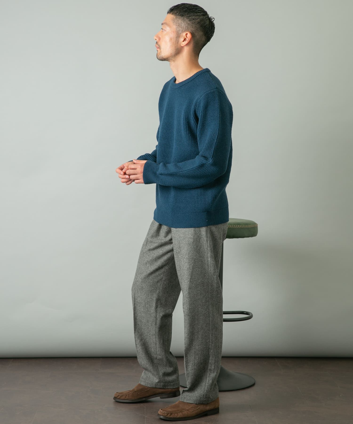 URBAN RESEARCH ROSSO「ウォッシャブルストレッチワッフルクルーネックプルオーバー」|ニット・セーター|