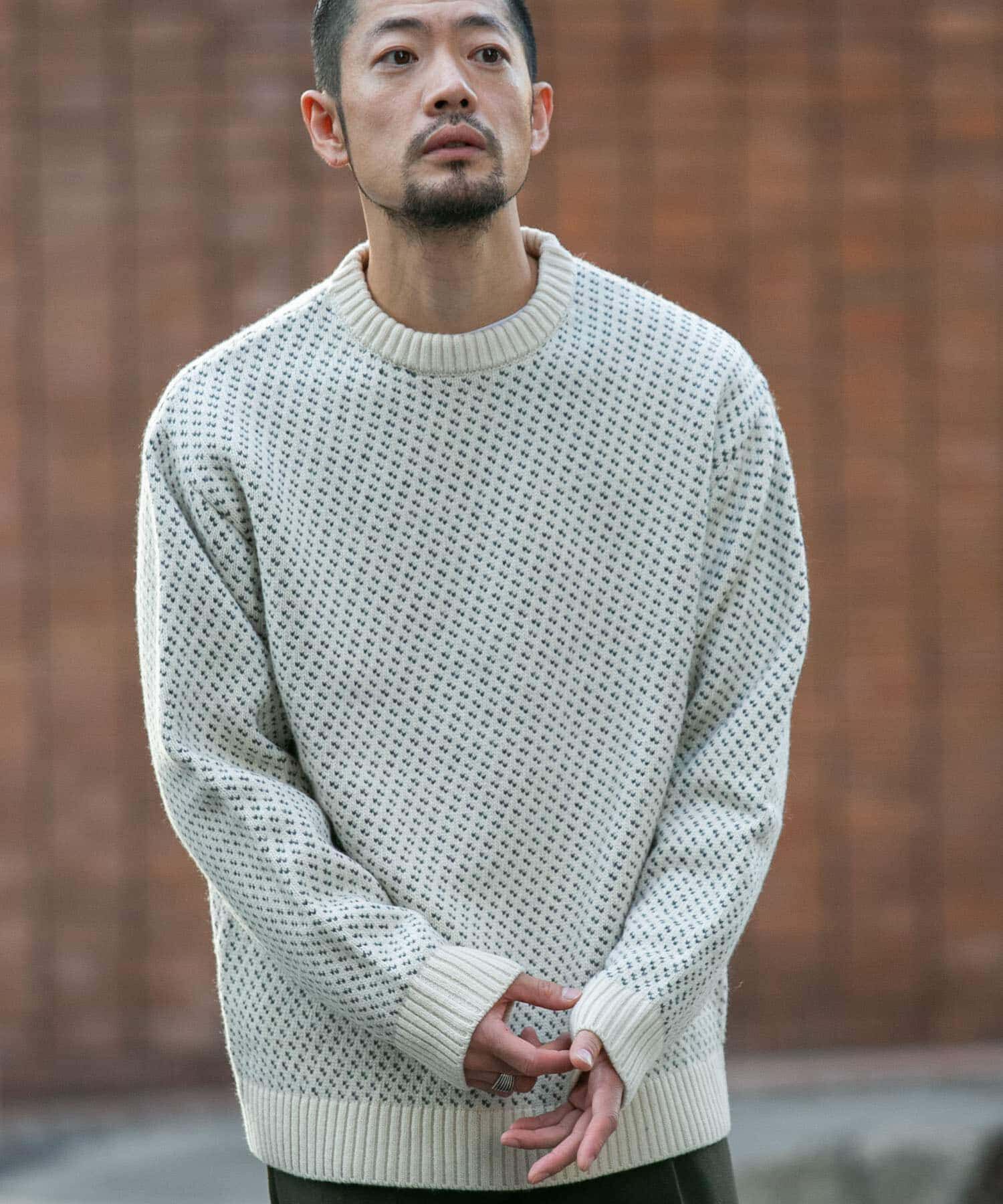 URBAN RESEARCH ROSSO「『XLサイズあり』バーズアイ柄クルーネックニット」|ニット・セーター|