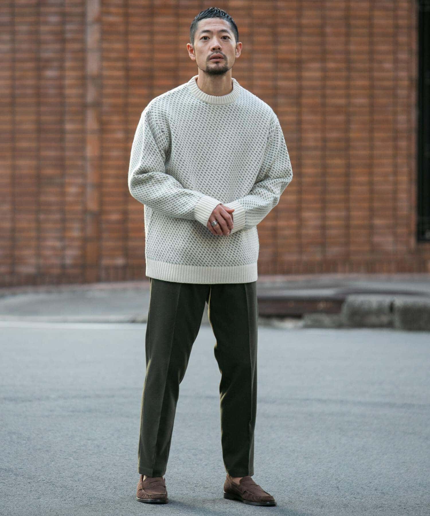 URBAN RESEARCH ROSSO「『XLサイズあり』バーズアイ柄クルーネックニット」|ニット・セーター|