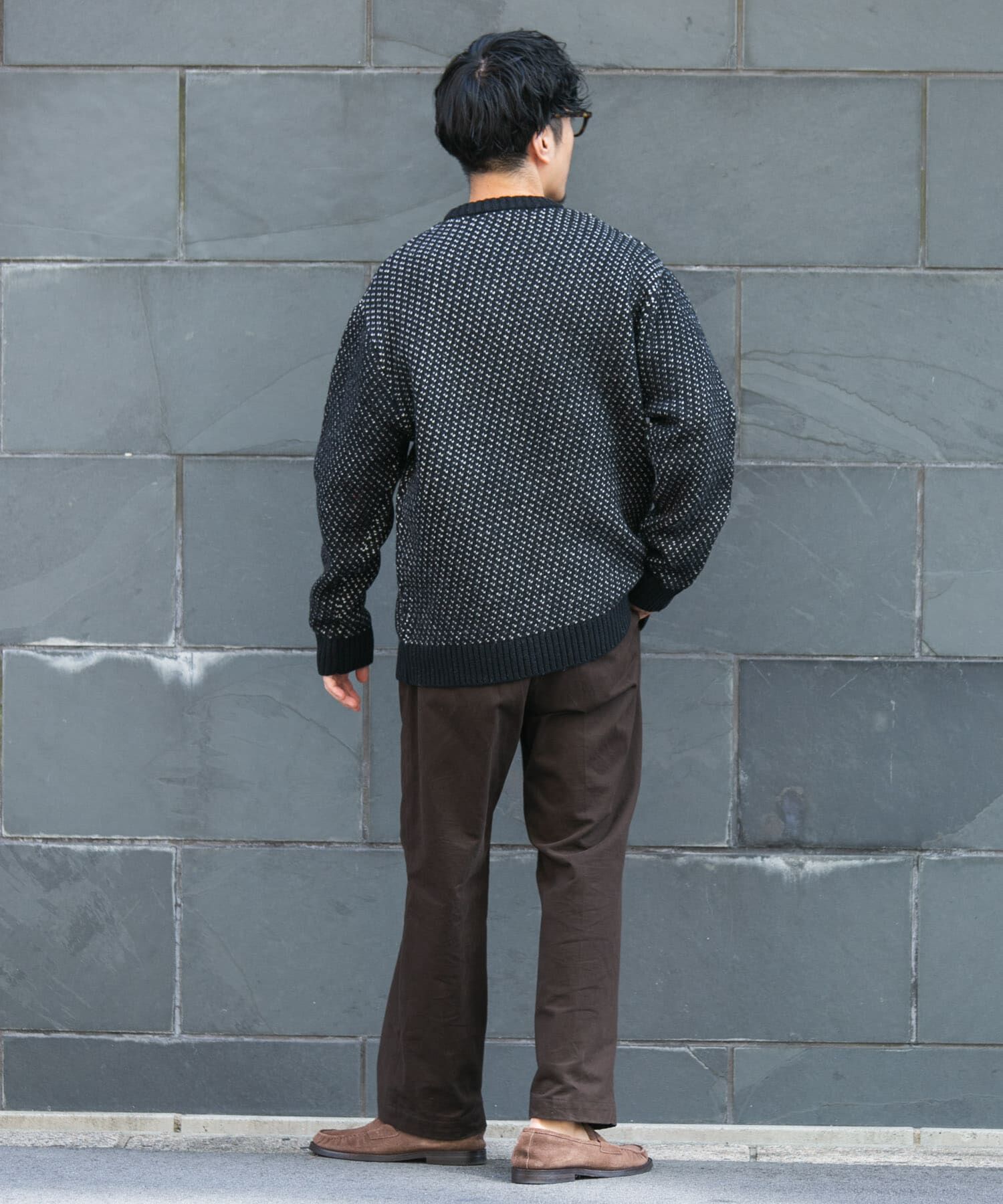 URBAN RESEARCH ROSSO「『XLサイズあり』バーズアイ柄クルーネックニット」|ニット・セーター|