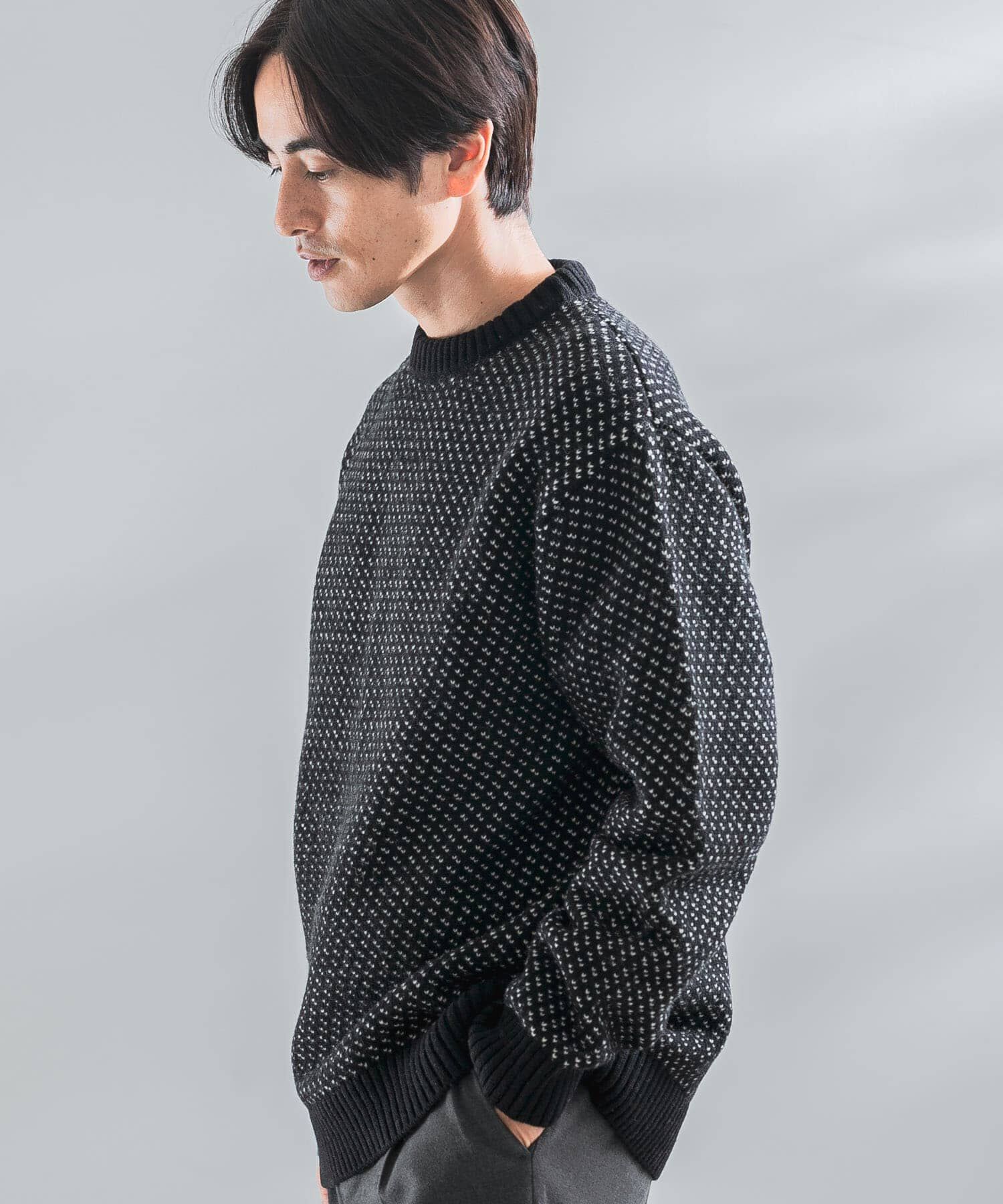 URBAN RESEARCH ROSSO「『XLサイズあり』バーズアイ柄クルーネックニット」|ニット・セーター|