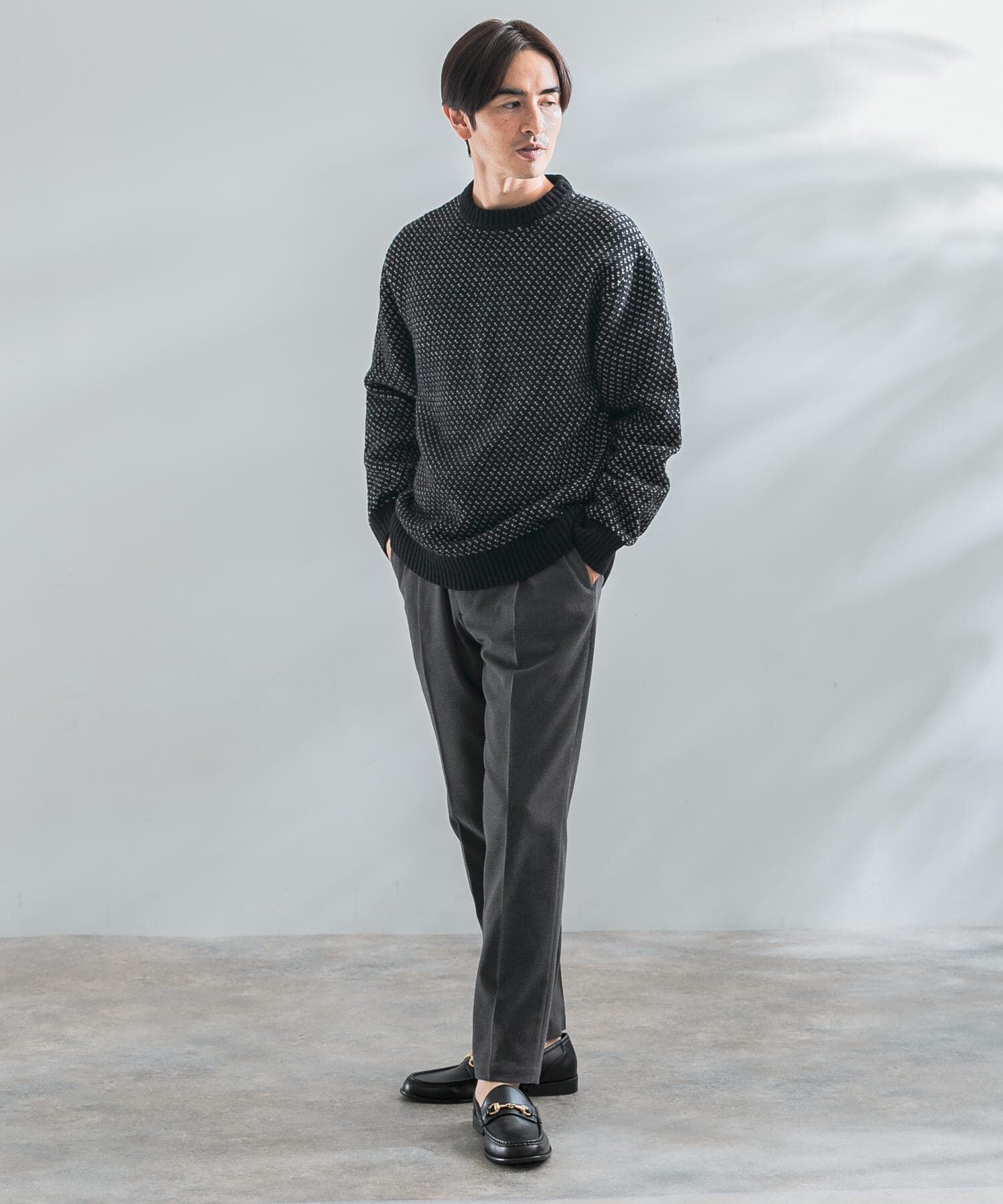 URBAN RESEARCH ROSSO「『XLサイズあり』バーズアイ柄クルーネックニット」|ニット・セーター|