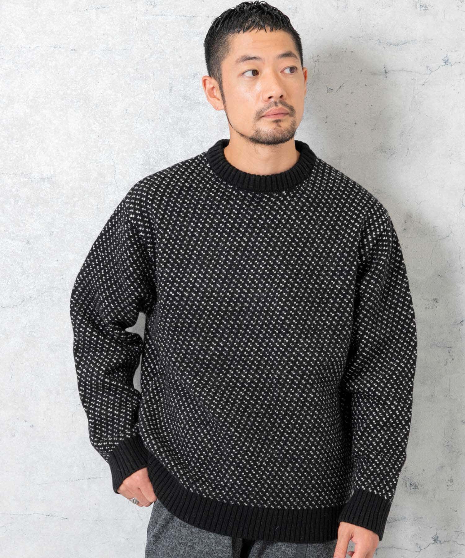 URBAN RESEARCH ROSSO「『XLサイズあり』バーズアイ柄クルーネックニット」|ニット・セーター|