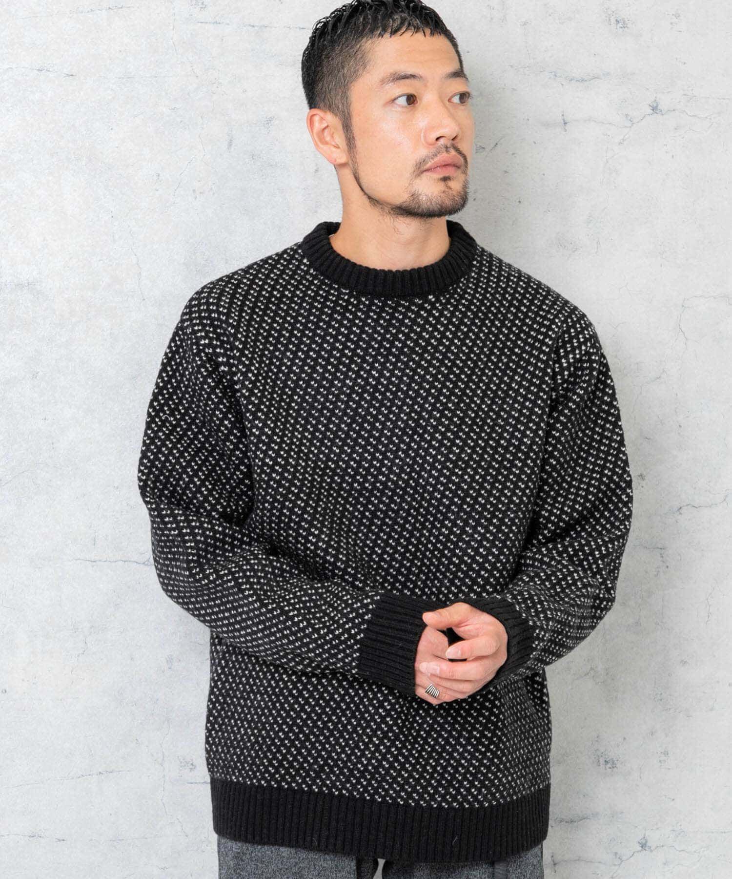 URBAN RESEARCH ROSSO「『XLサイズあり』バーズアイ柄クルーネックニット」|ニット・セーター|