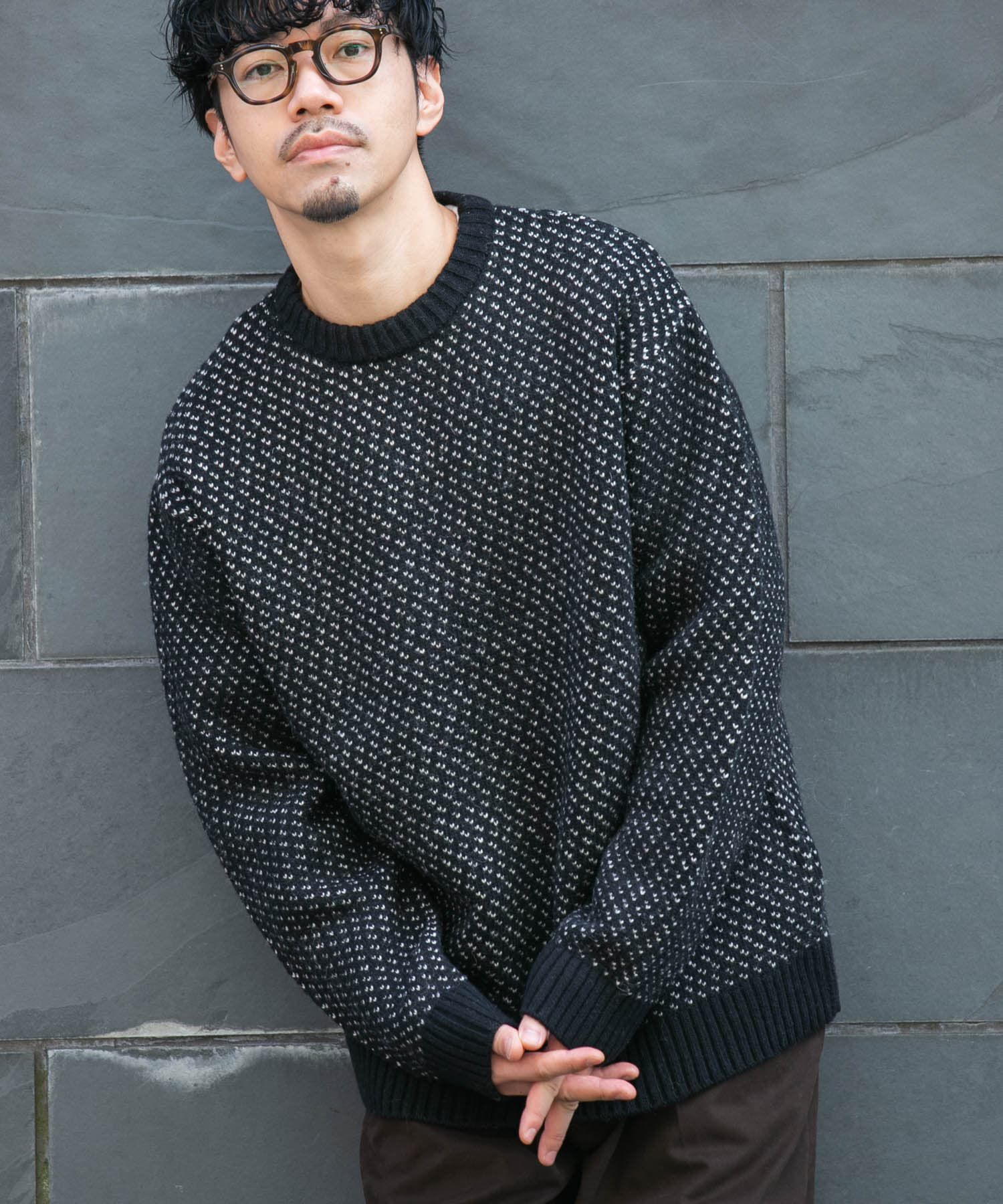 URBAN RESEARCH ROSSO「『XLサイズあり』バーズアイ柄クルーネックニット」|ニット・セーター|