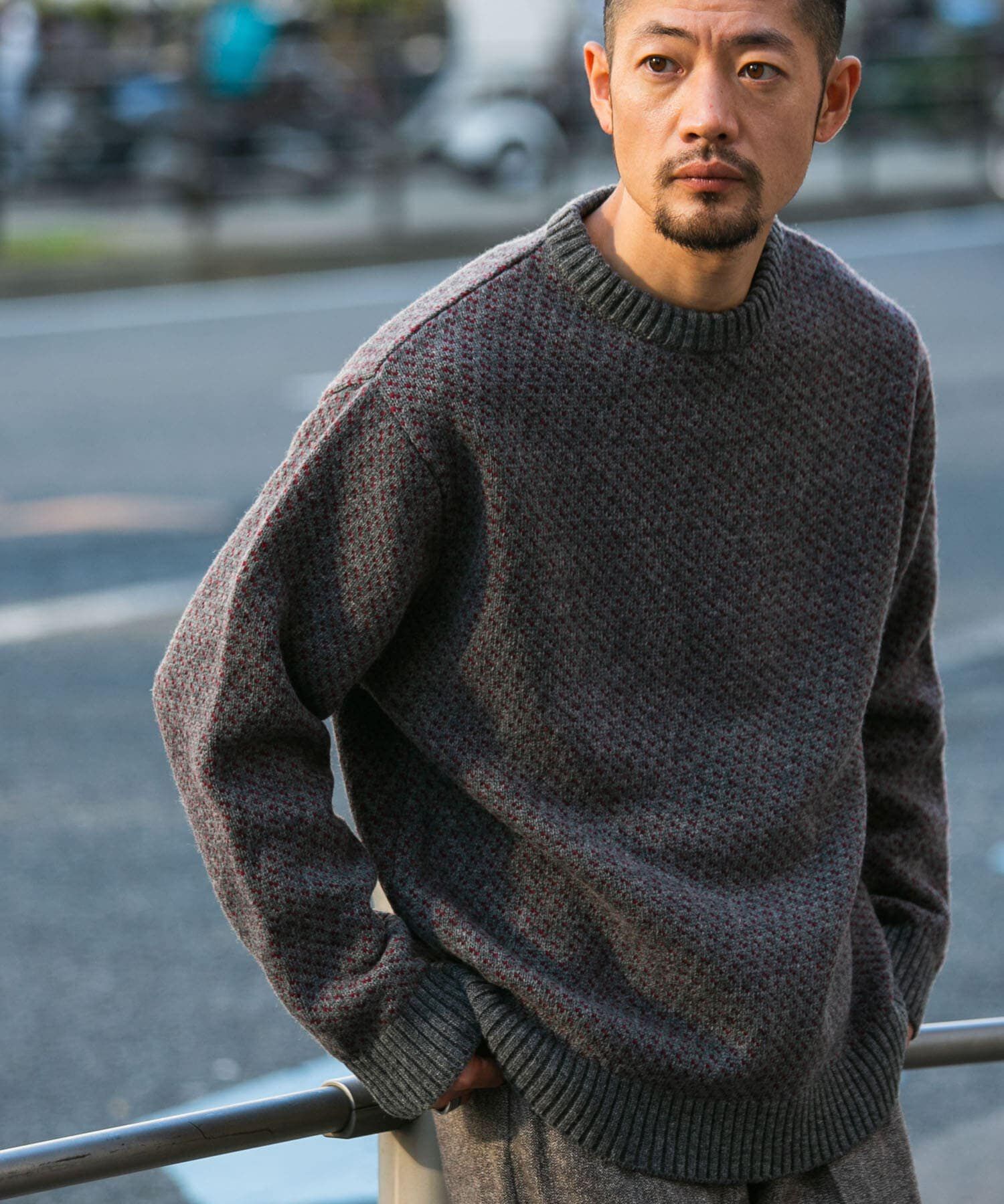 URBAN RESEARCH ROSSO「『XLサイズあり』バーズアイ柄クルーネックニット」|ニット・セーター|