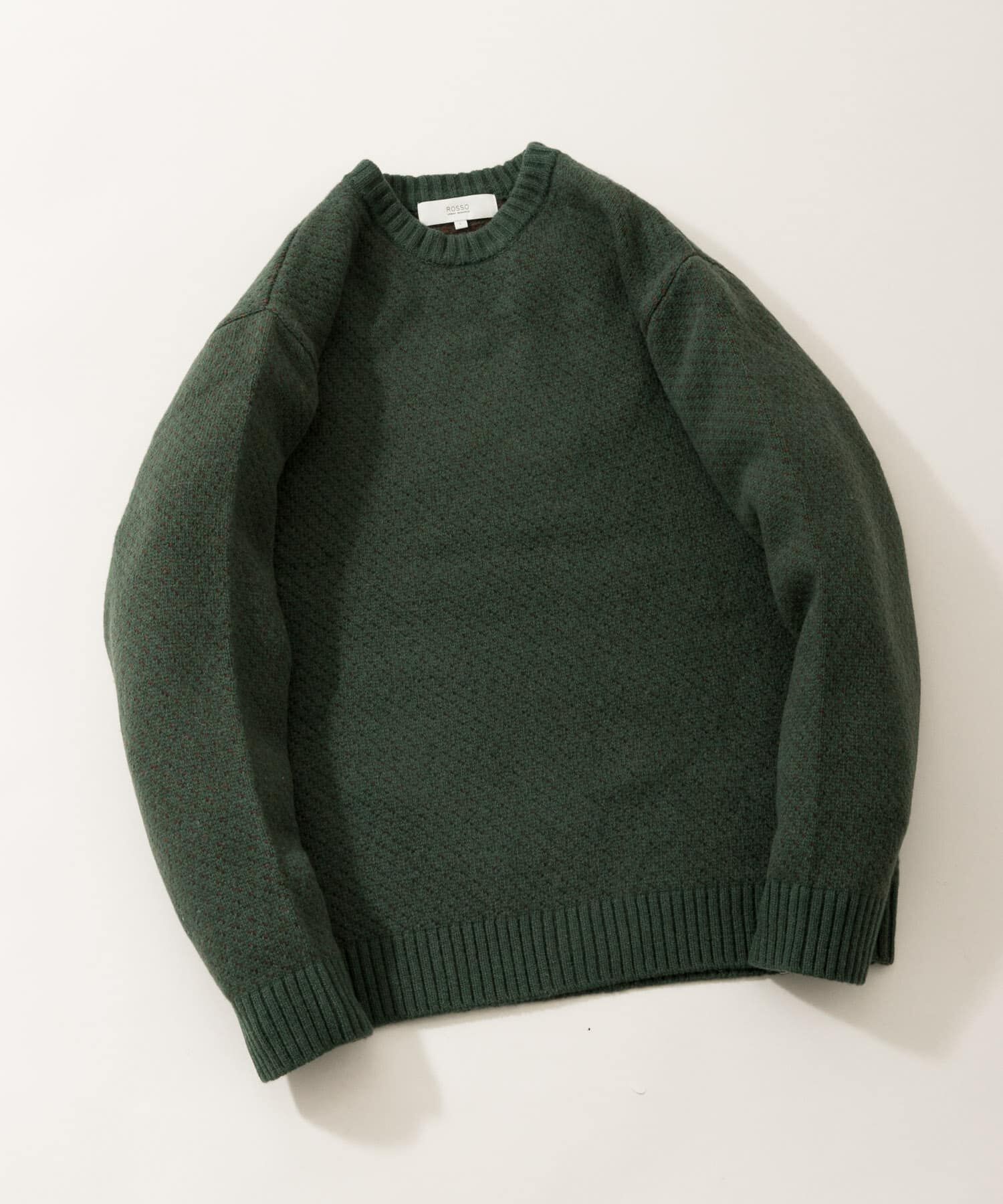 URBAN RESEARCH ROSSO「『XLサイズあり』バーズアイ柄クルーネックニット」|ニット・セーター|カーキ