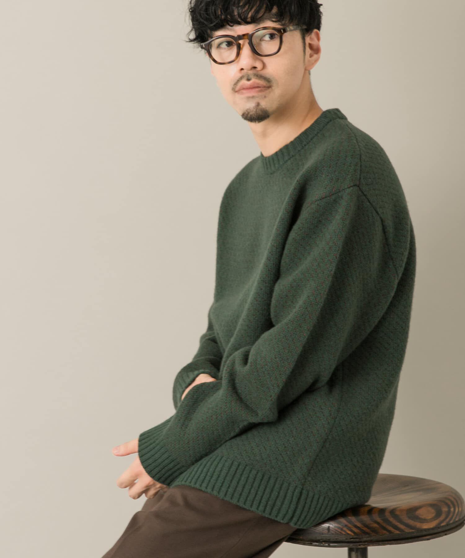 URBAN RESEARCH ROSSO「『XLサイズあり』バーズアイ柄クルーネックニット」|ニット・セーター|