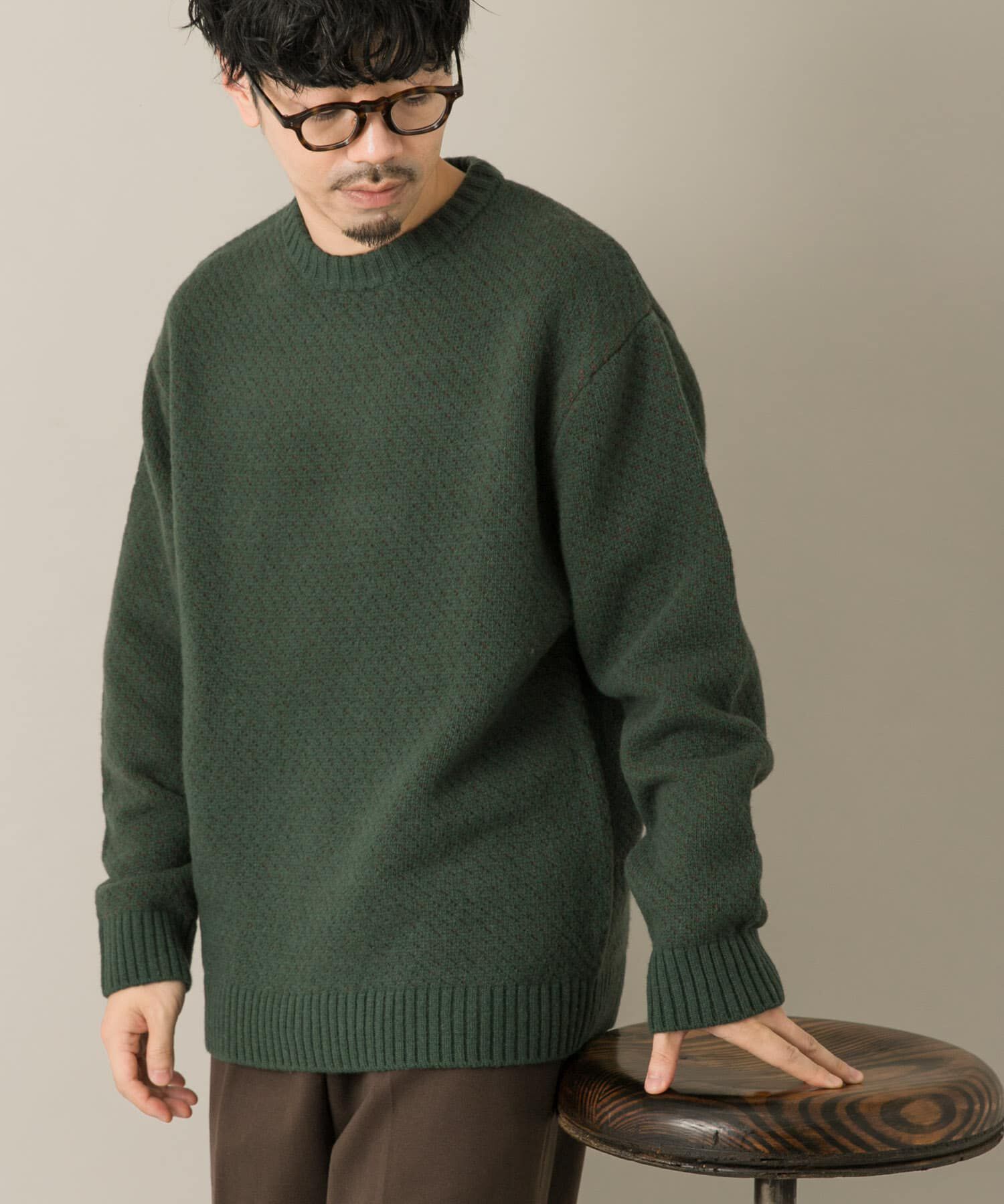 URBAN RESEARCH ROSSO「『XLサイズあり』バーズアイ柄クルーネックニット」|ニット・セーター|