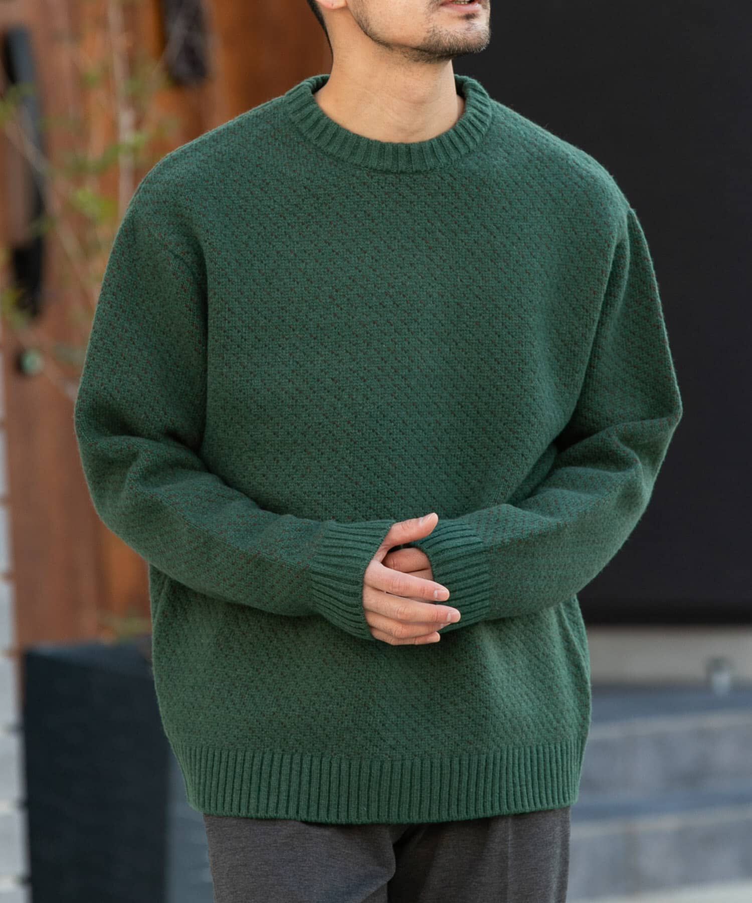 URBAN RESEARCH ROSSO「『XLサイズあり』バーズアイ柄クルーネックニット」|ニット・セーター|