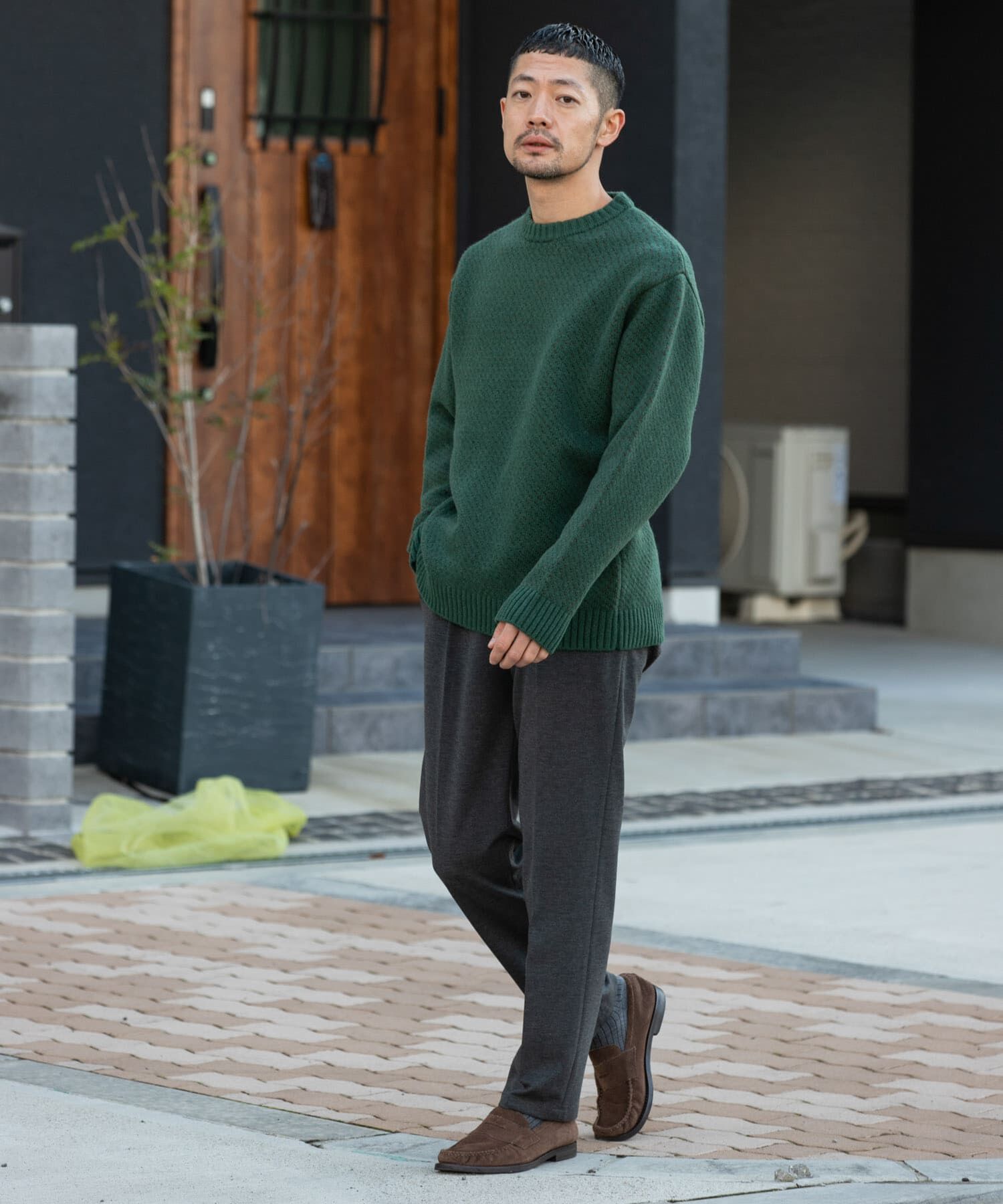 URBAN RESEARCH ROSSO「『XLサイズあり』バーズアイ柄クルーネックニット」|ニット・セーター|