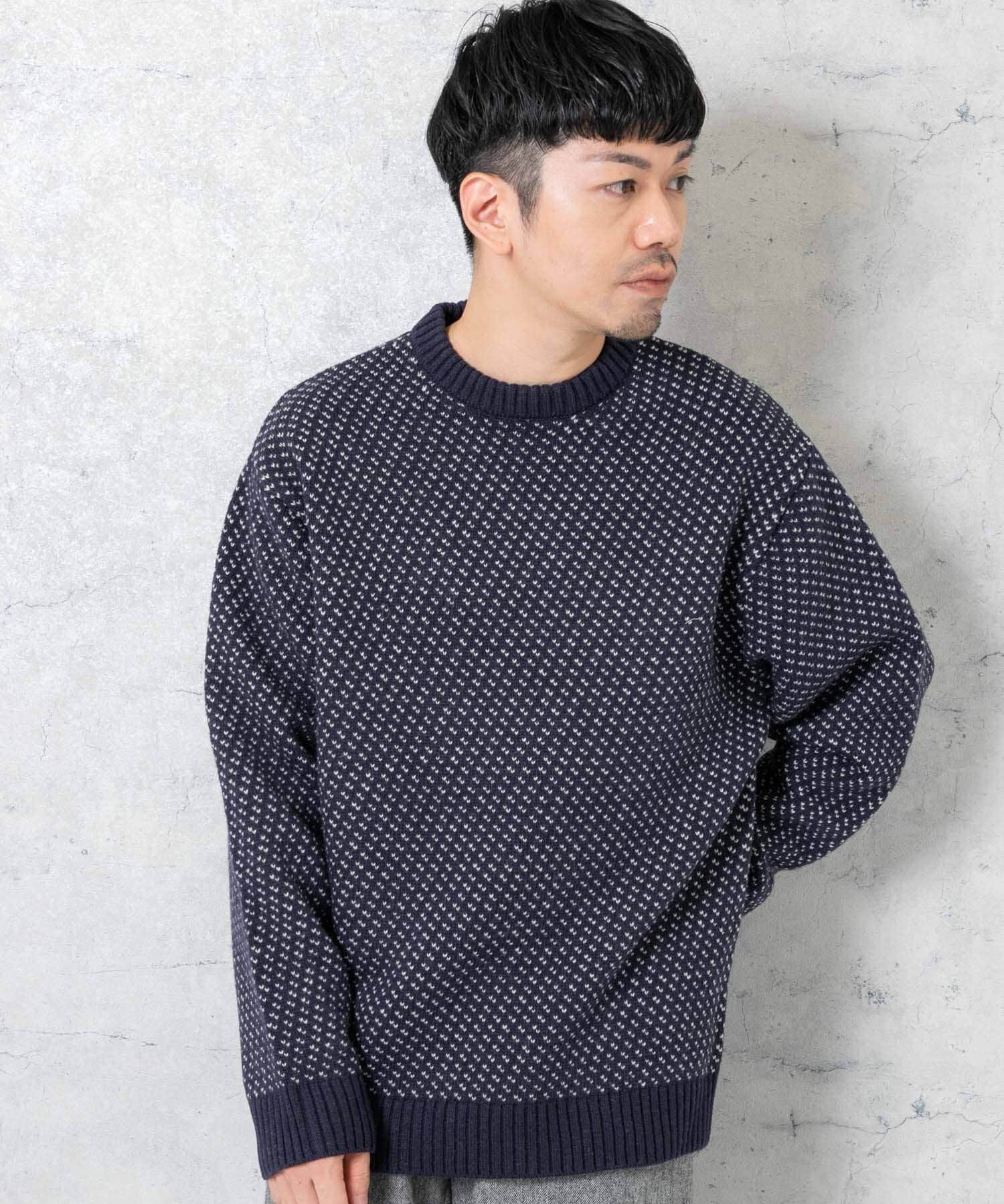 URBAN RESEARCH ROSSO「『XLサイズあり』バーズアイ柄クルーネックニット」|ニット・セーター|