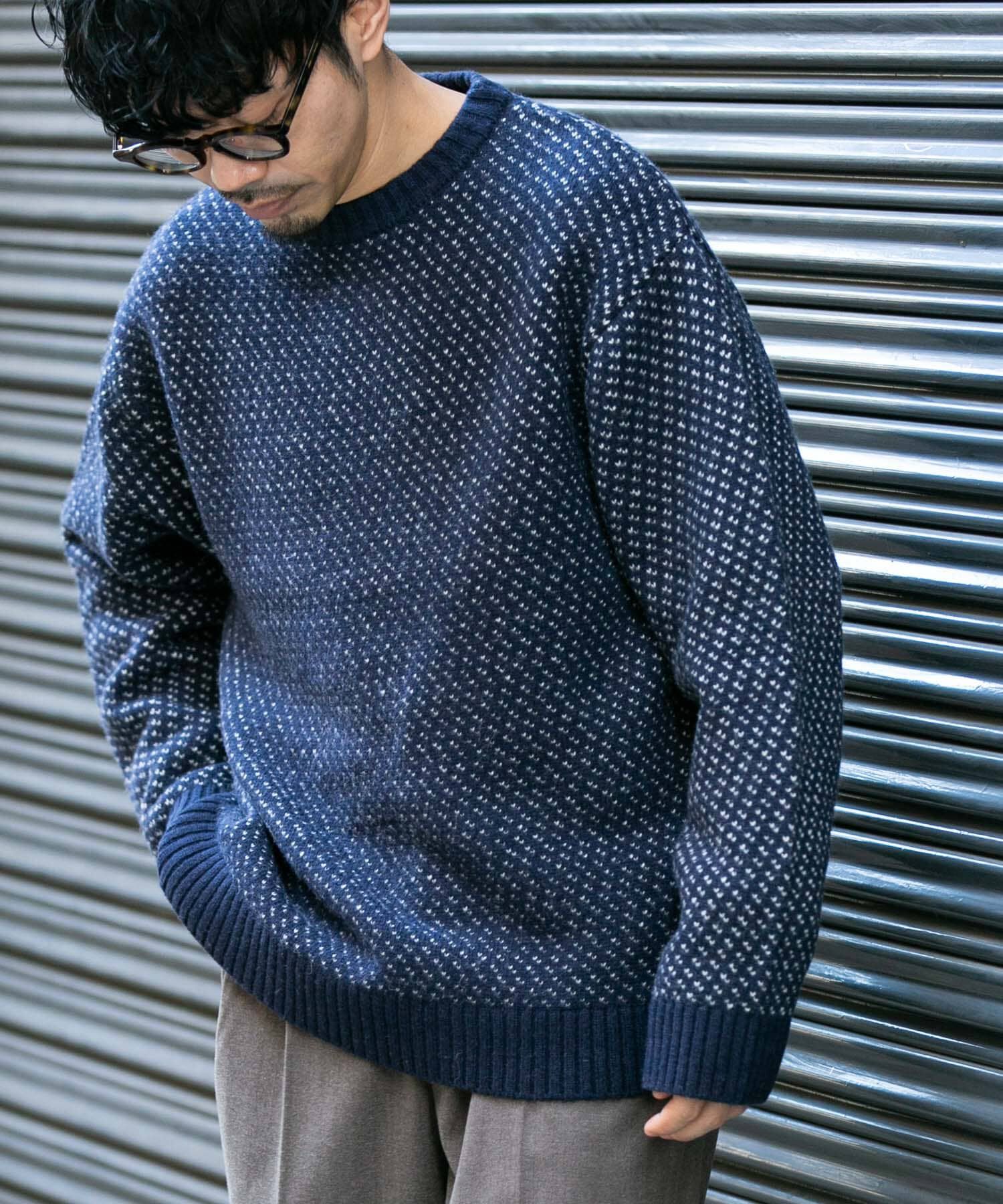 URBAN RESEARCH ROSSO「『XLサイズあり』バーズアイ柄クルーネックニット」|ニット・セーター|