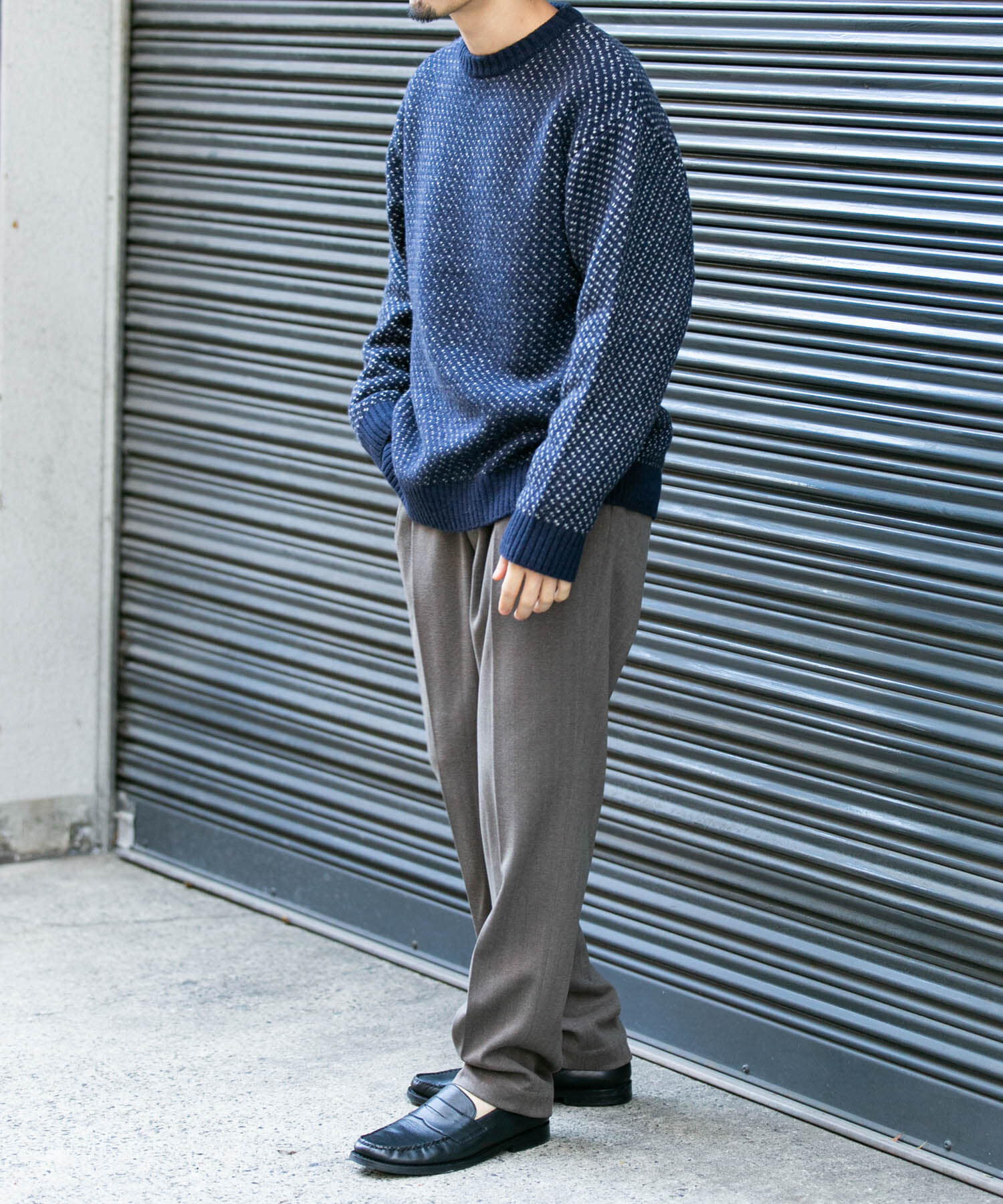 URBAN RESEARCH ROSSO「『XLサイズあり』バーズアイ柄クルーネックニット」|ニット・セーター|