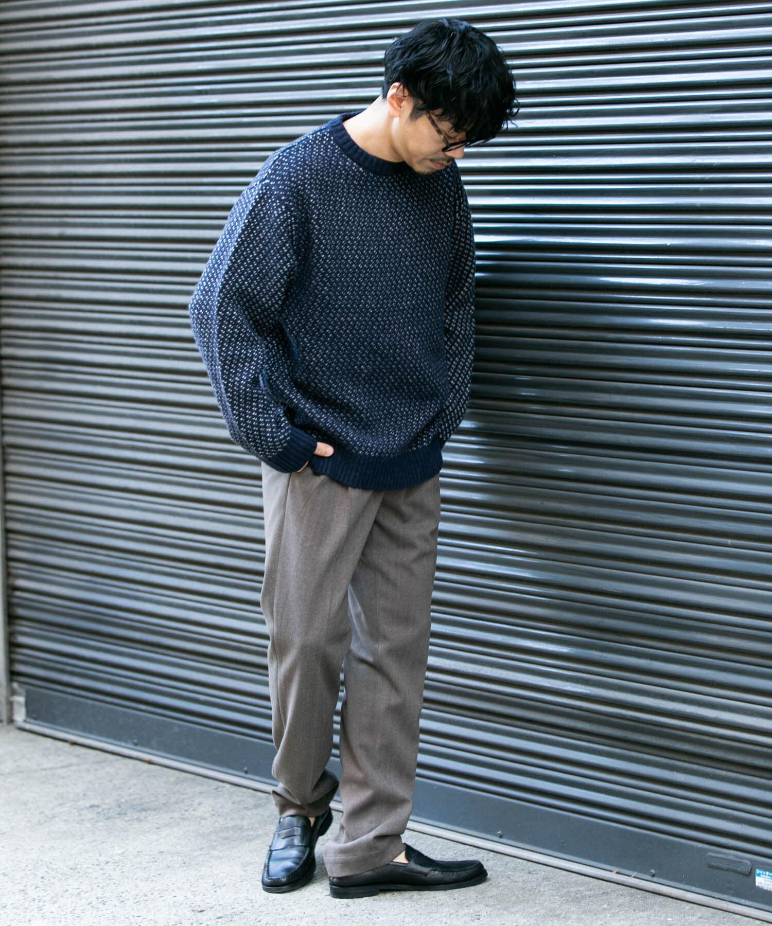 URBAN RESEARCH ROSSO「『XLサイズあり』バーズアイ柄クルーネックニット」|ニット・セーター|