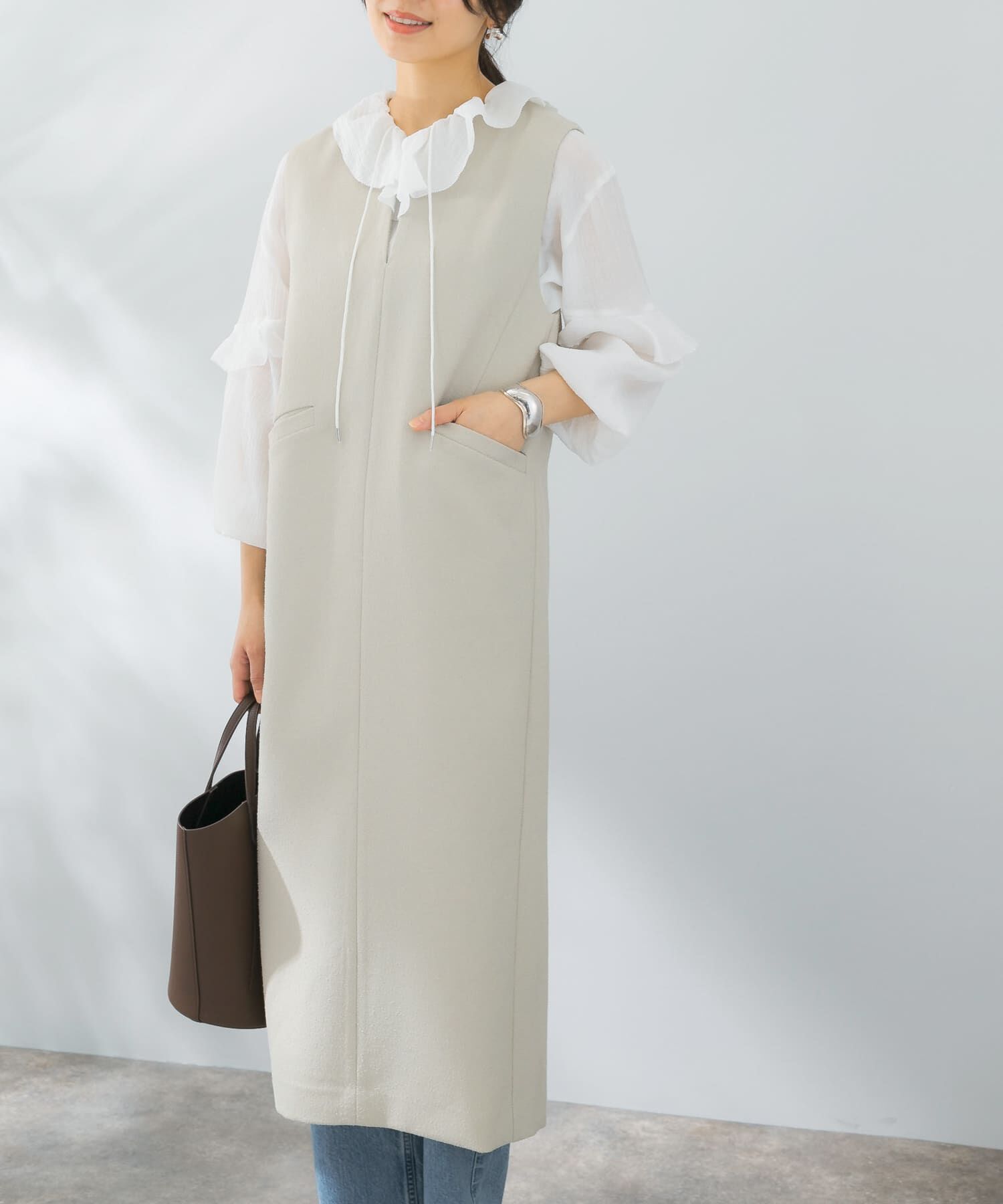 URBAN RESEARCH ROSSO「キーネックレイヤードワンピース」|ワンピース|グレー系その他