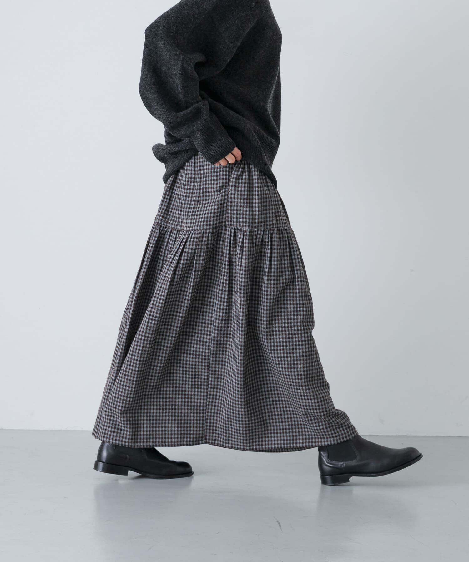 かぐれ「ギンガムティアードスカート」|スカート|