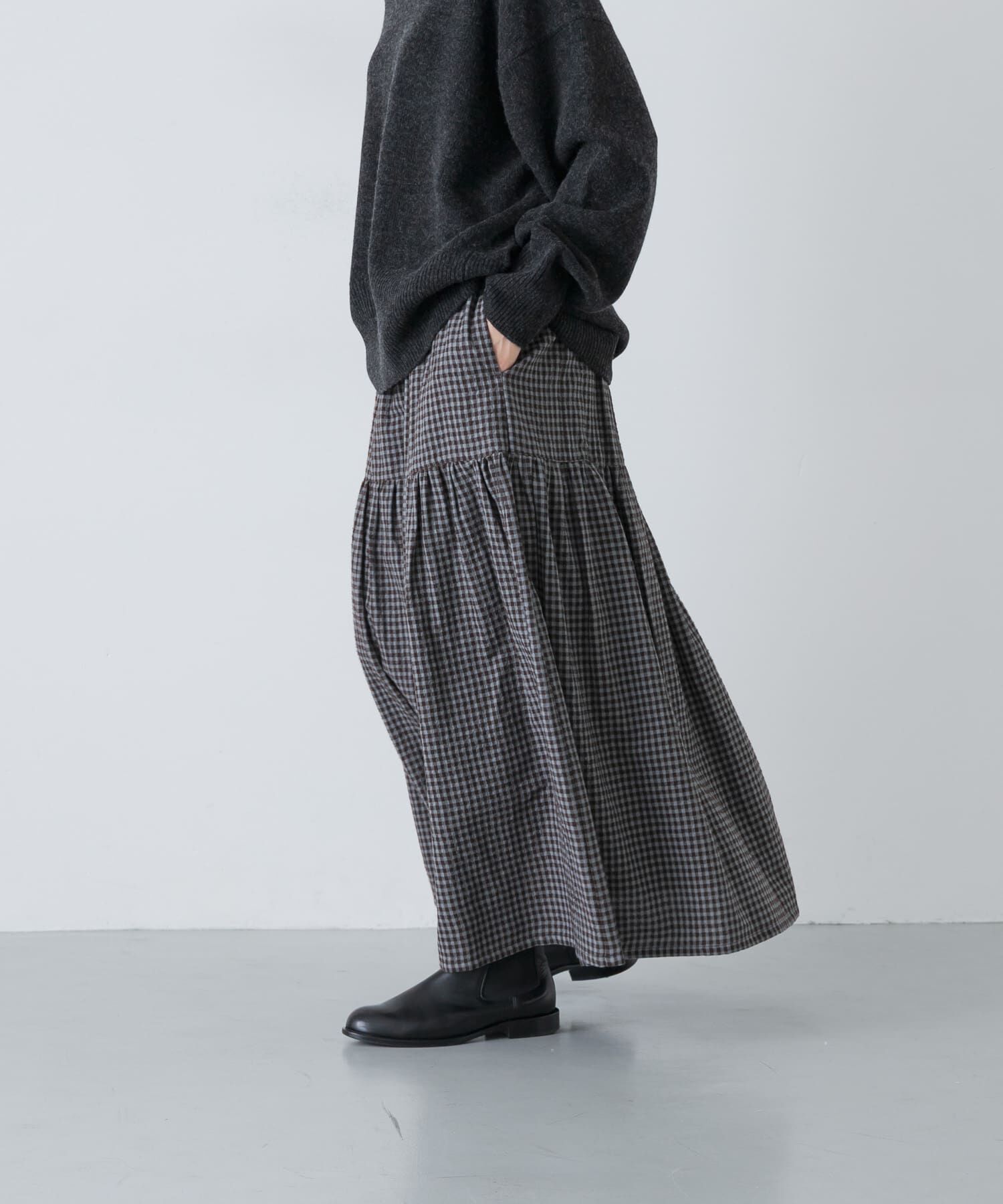 かぐれ「ギンガムティアードスカート」|スカート|