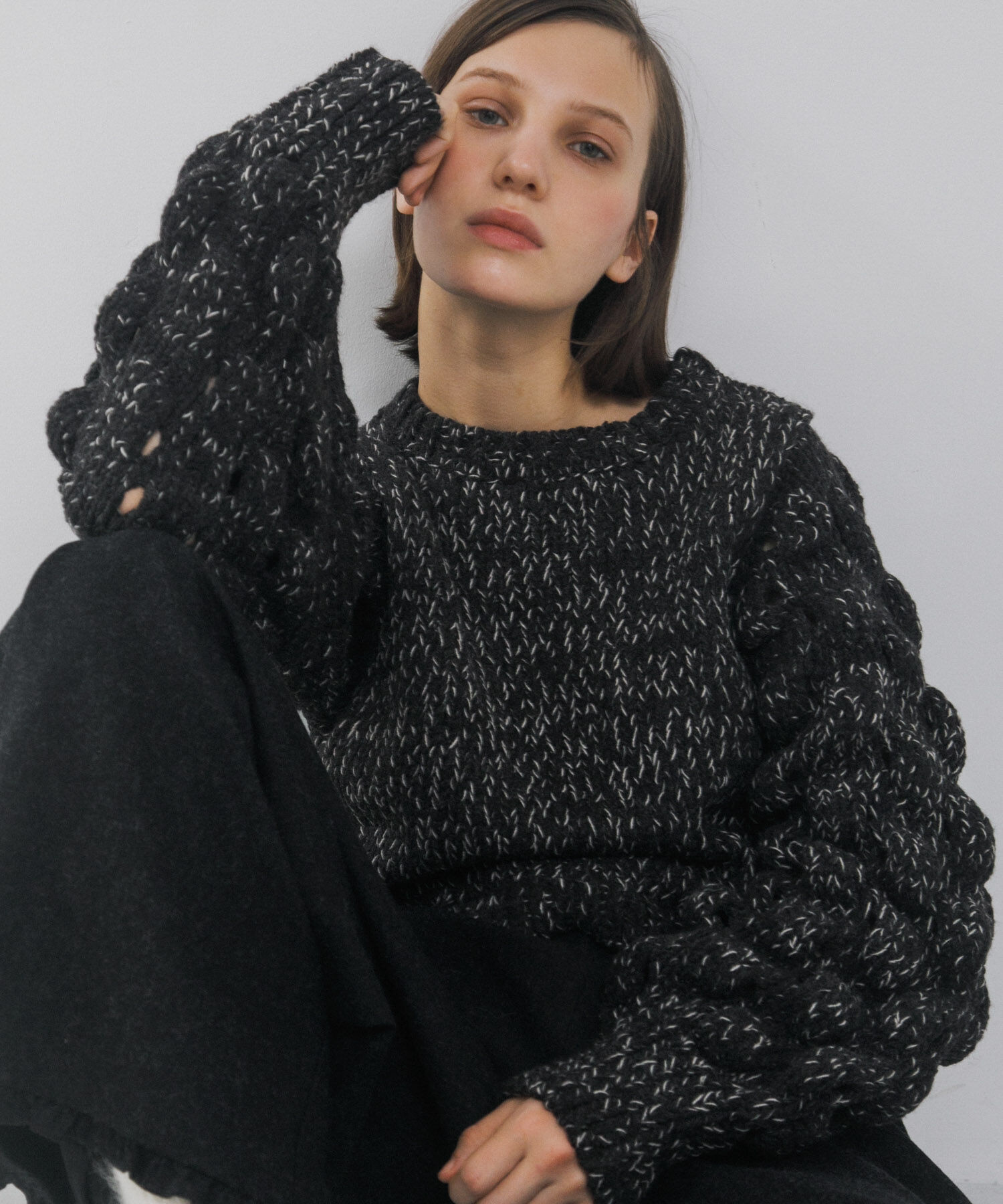 LAATO「lantern long sleeve knit」|ニット・セーター|ブラック