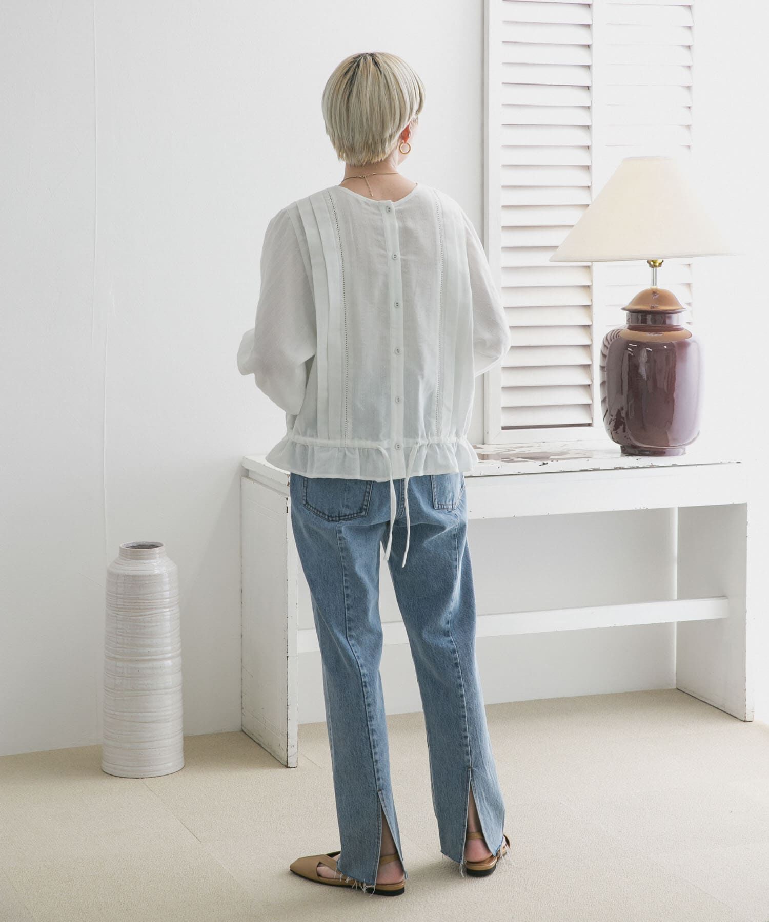  「BACKリボンボリュームスリーブブラウス」|シャツ・ブラウス|