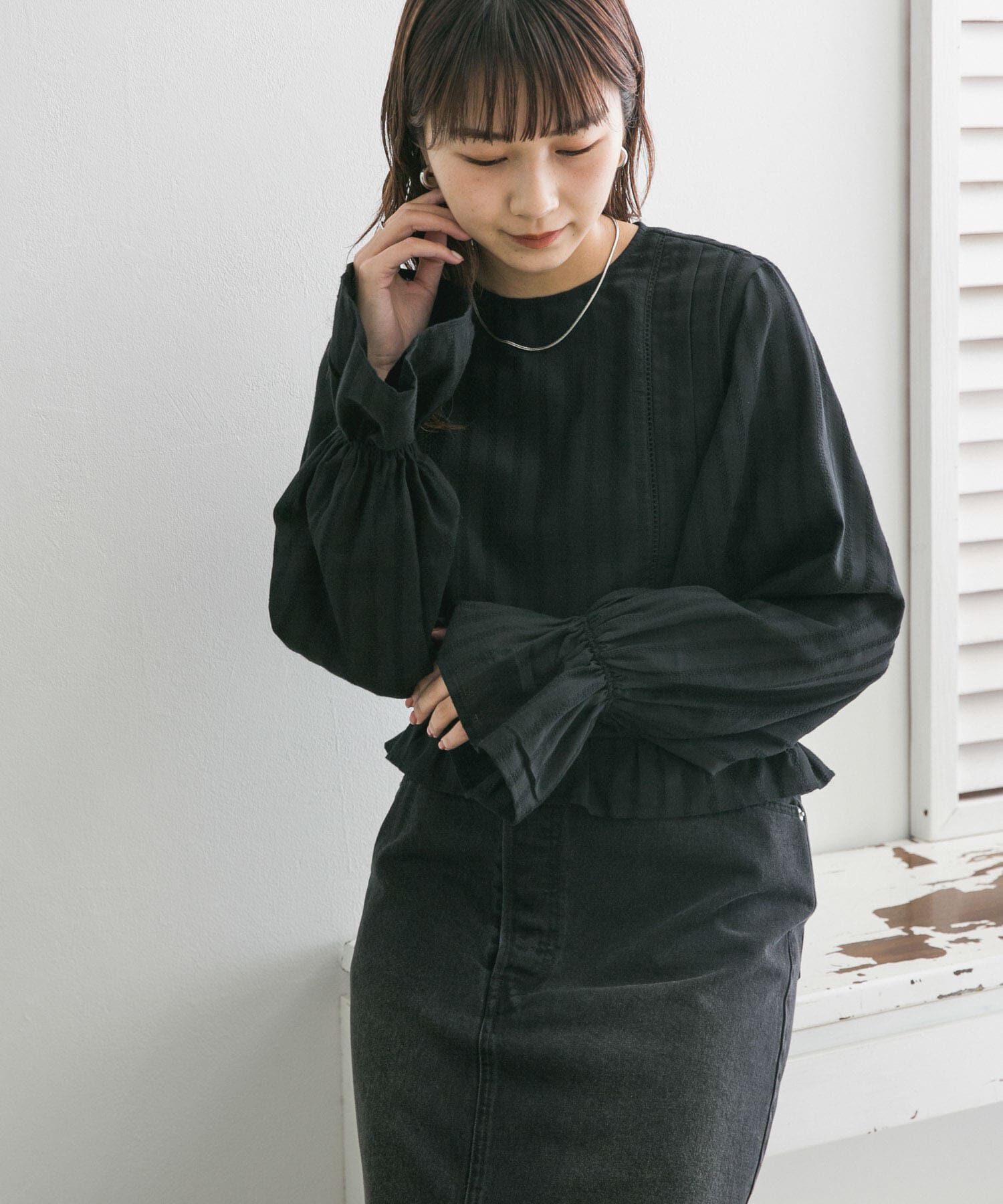  「BACKリボンボリュームスリーブブラウス」|シャツ・ブラウス|