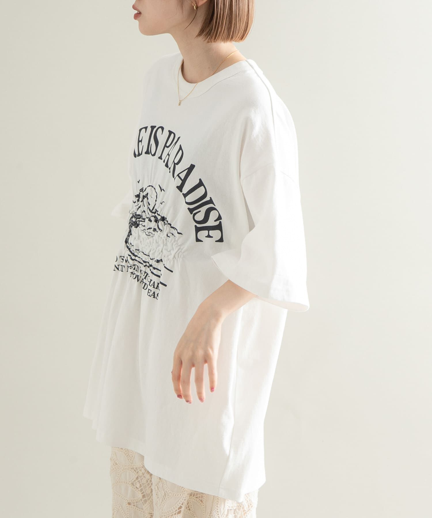  「シャーリングプリントTEE」|Tシャツ・カットソー|