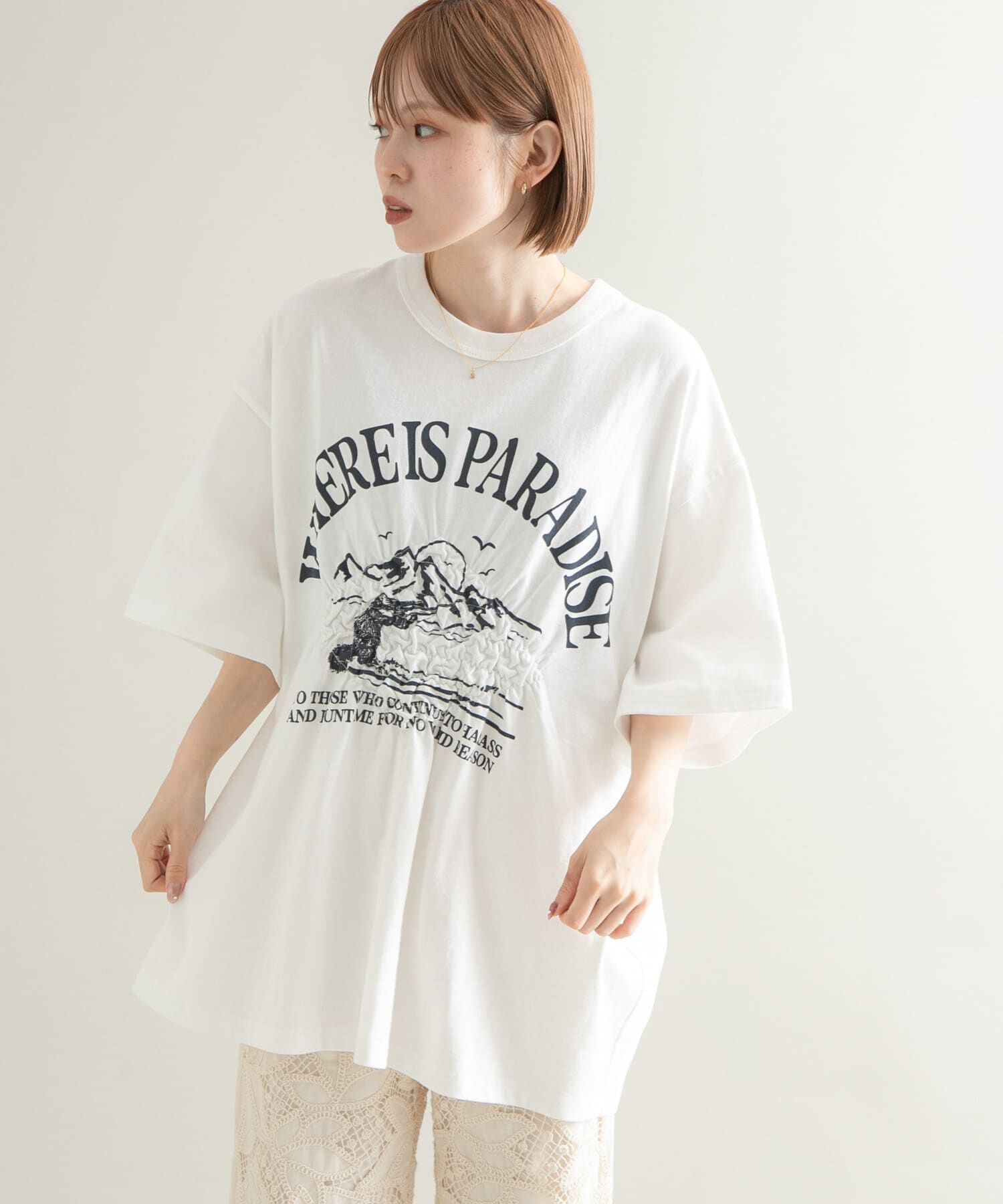  「シャーリングプリントTEE」|Tシャツ・カットソー|