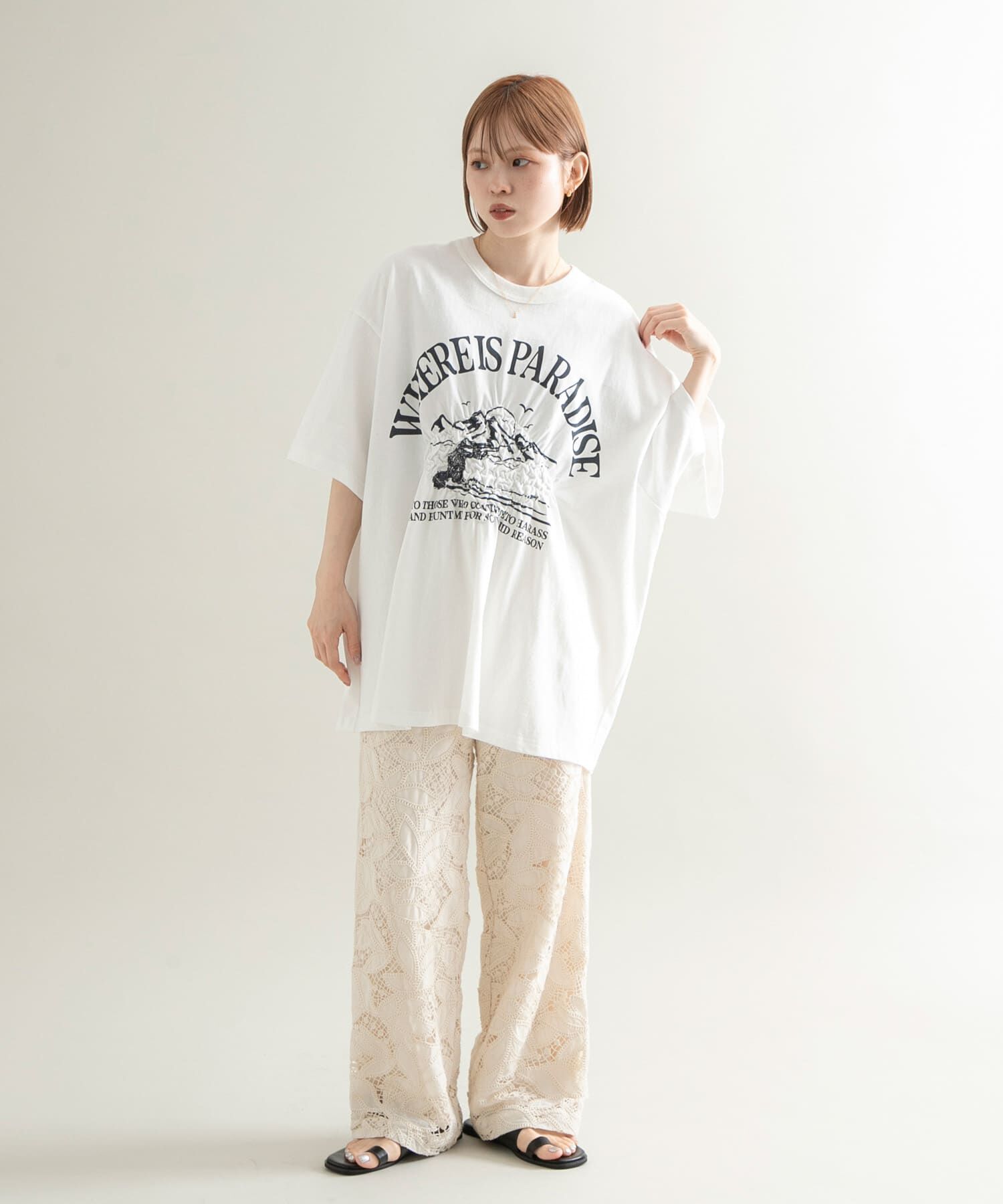  「シャーリングプリントTEE」|Tシャツ・カットソー|