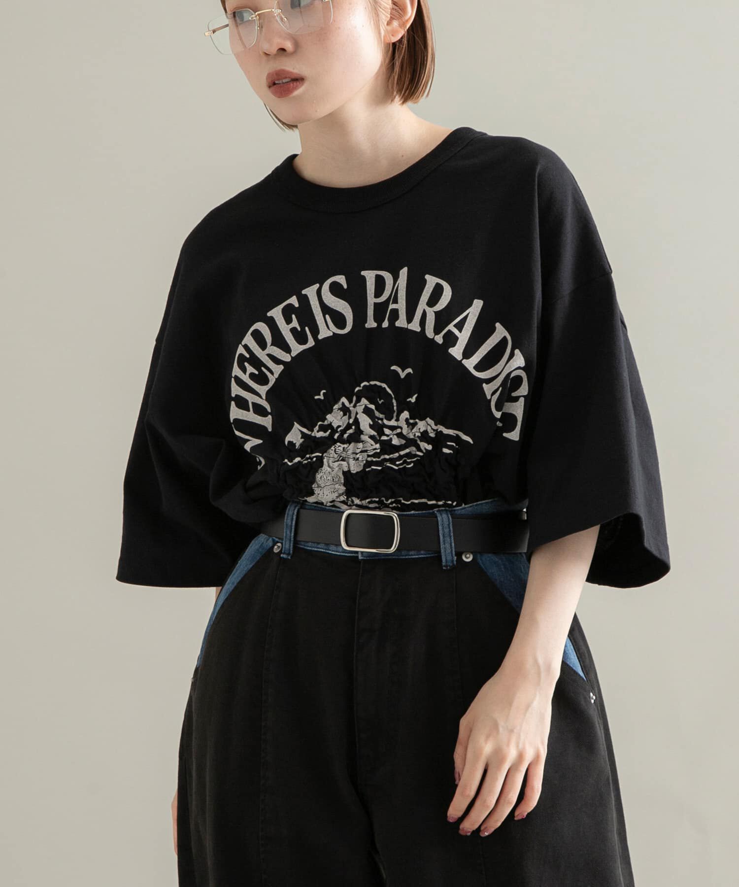  「シャーリングプリントTEE」|Tシャツ・カットソー|